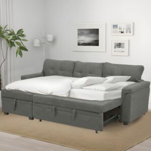 Sofá Cama Seccional Gris Chaise