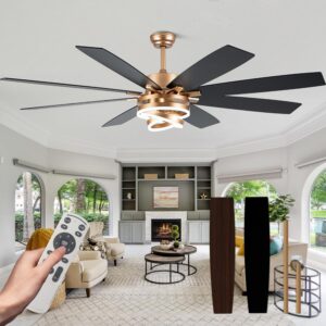 Ventilador de Techo Tipo Araña 72" Luz LED Control Remoto Interior/Exterior Dorado