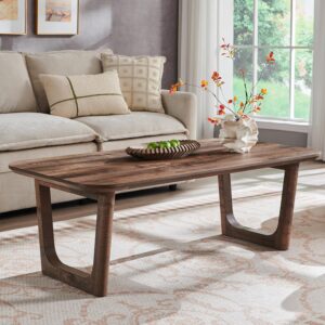 ACCOHOHO Mesa Auxiliar Rectangular Madera Mid-Century Marrón