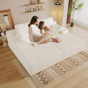 Sofá Cama 79 Pulgadas Blanco Asiento Profundo Sin Estructura Sin Montaje
