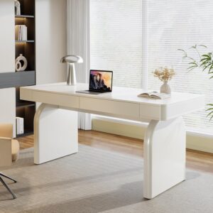 Tribesigns Escritorio Ejecutivo 63" Con Cajones, Crema