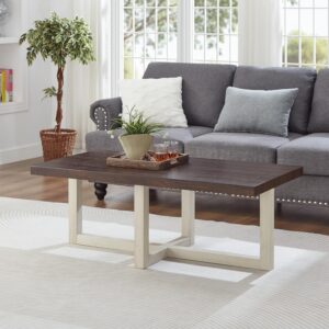 Roundhill Furniture Mesa de Centro Redonda Blanco