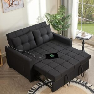 Sofá Cama 3 En 1 Extraíble 52 Pulgadas Biplaza Respaldo Ajustable Almacenamiento