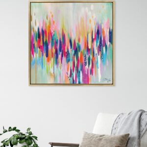 Kate and Laurel Lienzo abstracto dorado, 30 x 30" con marco