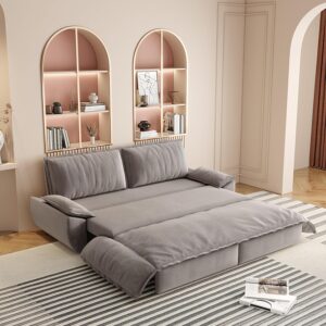Sofá Cama 3 En 1 73.2 Pulgadas Queen Biplaza Terciopelo Respaldo Ajustable