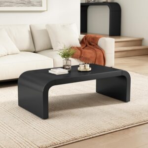 Mesa de Centro Curvada Minimalista Negro 47.2"