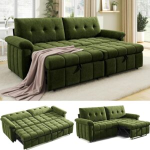 Sofá Cama 4 En 1 93 Pulgadas Matrimonial Verde Respaldo Ajustable