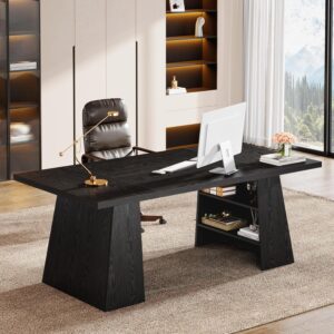 Tribesigns Escritorio Ejecutivo 63" Con Cajones Con Almacenamiento, Negro