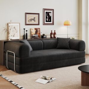 Sofá Cama Plegable 79 Pulgadas King Biplaza Pana Negro Sin Estructura Sin Montaje