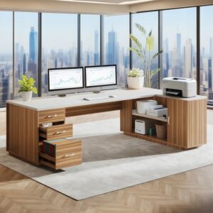 Tribesigns Escritorio en L 85.8" Con Cajones Con Archivador Con Almacenamiento