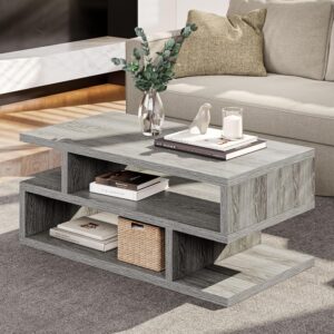 iPormis Mesa de Centro Almacenamiento 3 Niveles Gris 41.3"