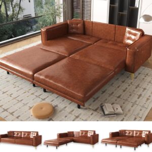 Sofá Cama Futón 3 En 1 Extraíble Plegable King Biplaza Piel Sintética