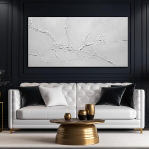 Lienzo abstracto blanco, 29 x 58"