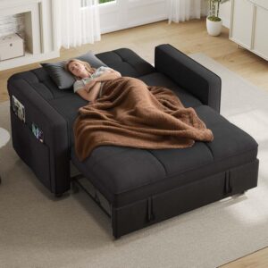 Sofá Cama 3 En 1 Extraíble Biplaza Negro Almacenamiento USB Chaise