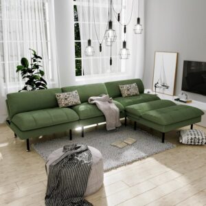 Sofá Cama Futón 4 En 1 70 Pulgadas Verde Respaldo Ajustable