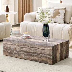 Mesa Auxiliar Rectangular Mármol Sintético Minimalista Gris