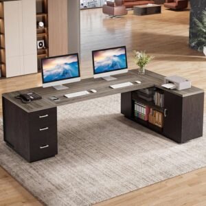 Tribesigns Escritorio en L 85.8" Con Cajones Con Archivador Con Almacenamiento