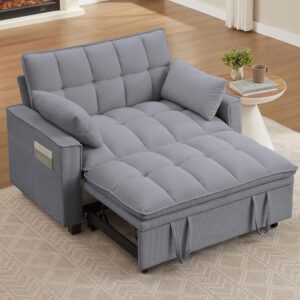 Sofá Cama Futón 3 En 1 Extraíble Biplaza Gris Respaldo Ajustable