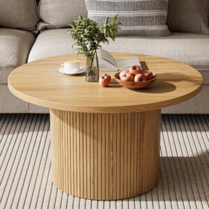 MAISONARIA Mesa de Centro Redonda Madera Roble 35"