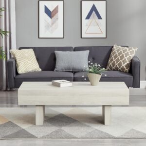 Roundhill Furniture Mesa de Centro Redonda Blanco Roto