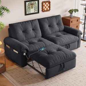 Sofá Cama Extraíble 77 Pulgadas 3 Plazas Gris