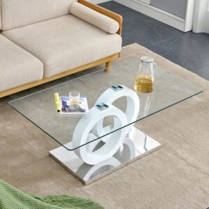 Mesa de Centro Vidrio Templado Blanco 47"