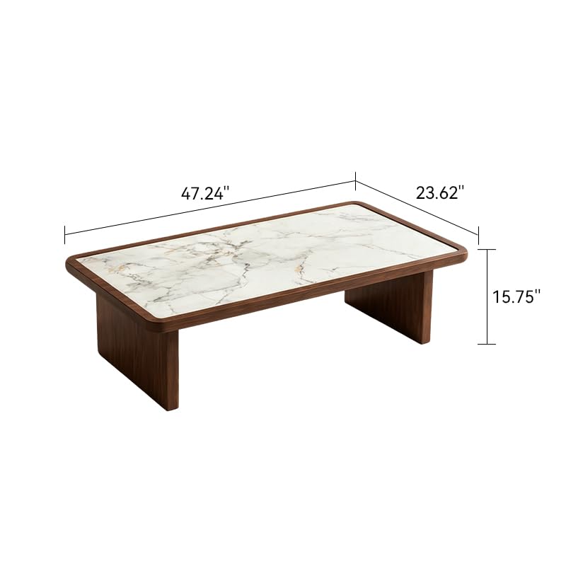 Mesa auxiliar rectangular de 47.24 pulgadas con parte superior de piedra sinterizada - Imagen 2