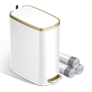 KUK Cubo de basura pequeño para baño con tapa, cierre suave, pedal escalonado