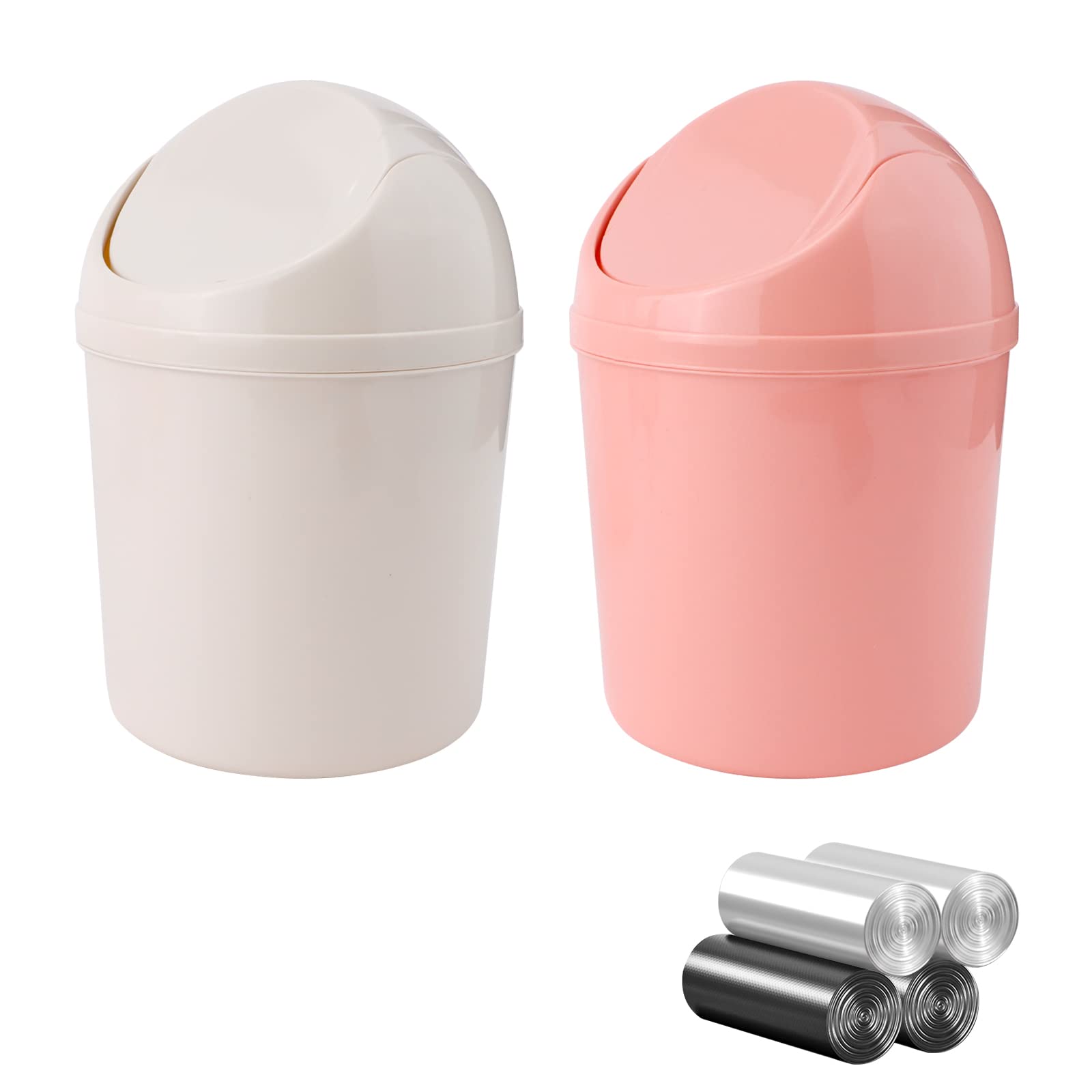 SITAKE 2 cubos de basura de plástico con tapa abatible con 120 bolsas de basura