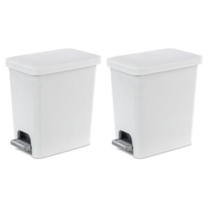 Sterilite - Papelera rectangular pequeña de 2.7 galones, color blanco, paquete de 2