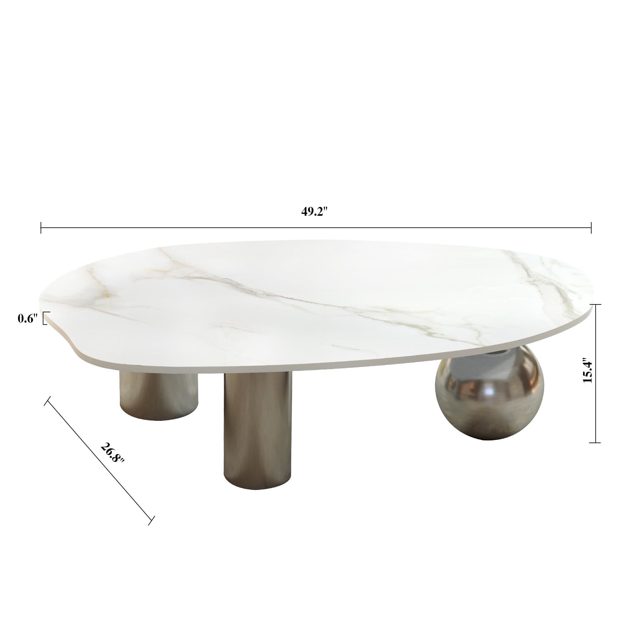 Mesa auxiliar ovalada de mármol de 49.2 pulgadas para sala de estar - Imagen 2