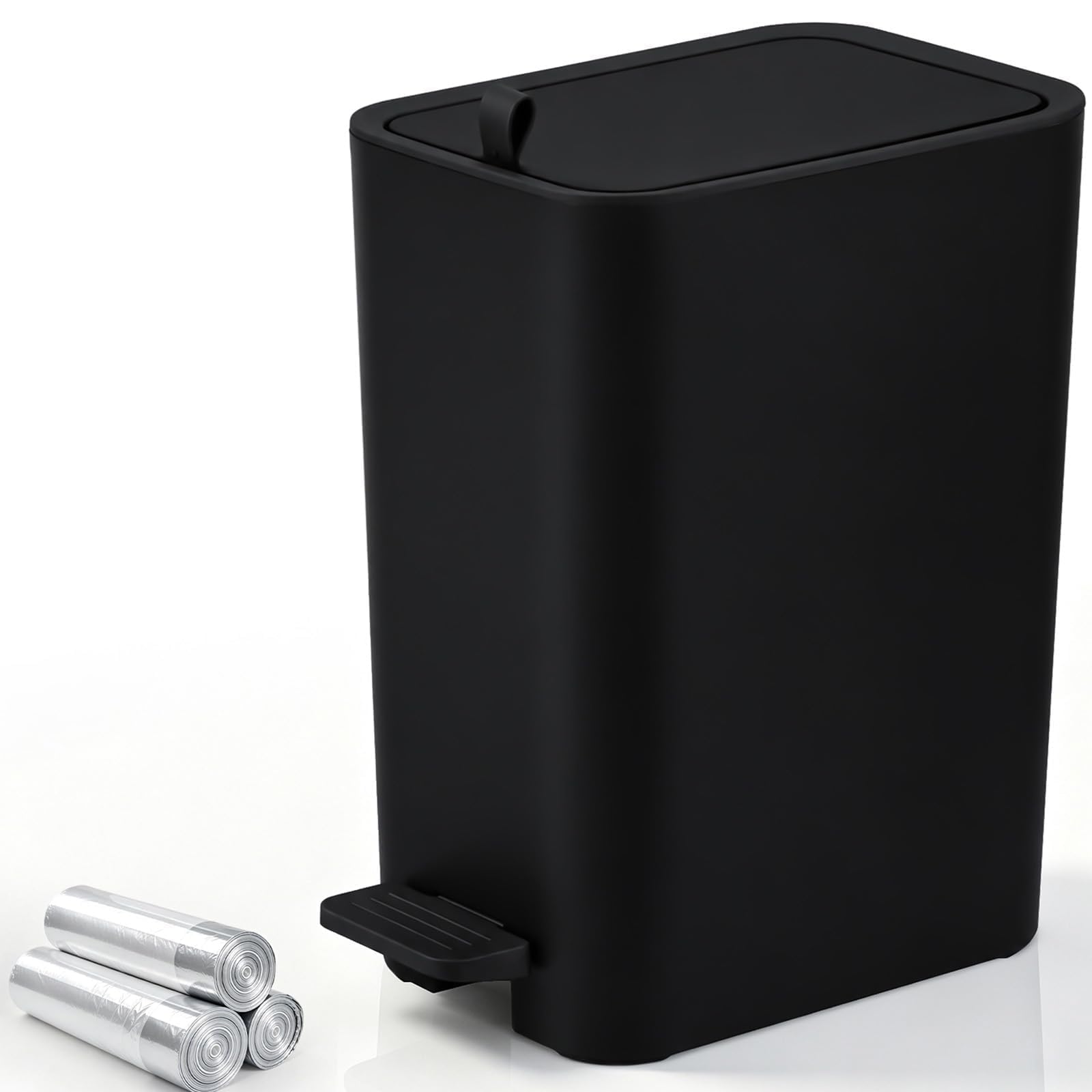 Cubo de basura pequeño para baño con tapa, bote de basura delgado