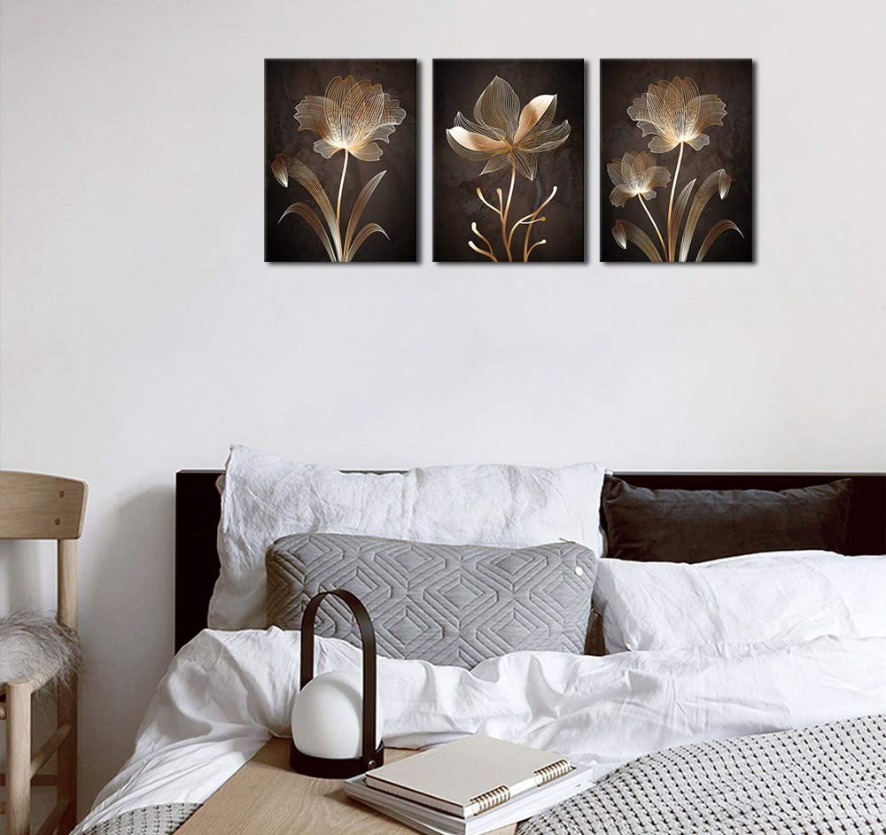 Arte abstracto para pared, diseño de flores marrones, cuadros contemporáneos, minimalismo - Imagen 3
