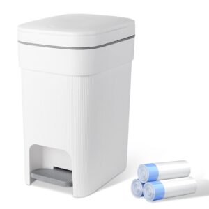 Cubo de basura pequeño para baño con tapa, cubo de basura delgado de 2.6 galones