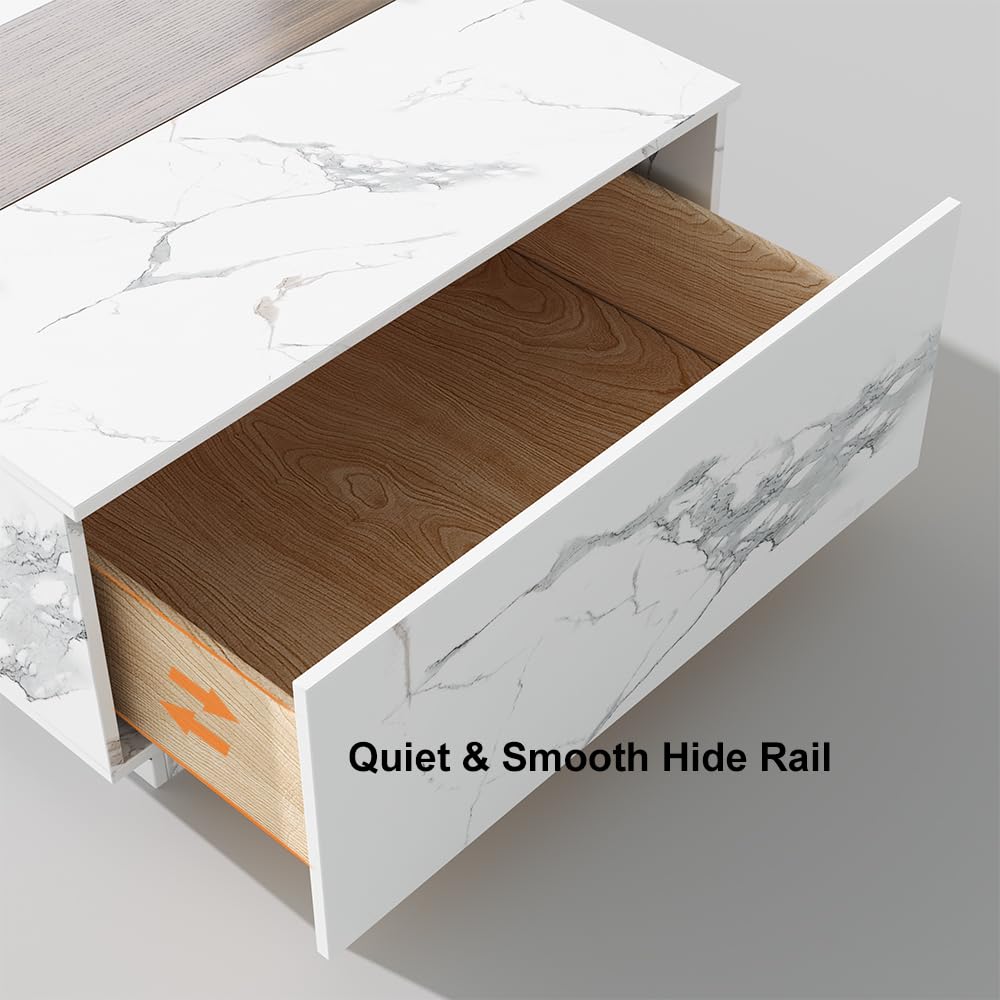 Homary - Mesa de centro de mármol y nogal, color blanco, diseño moderno de - Imagen 5