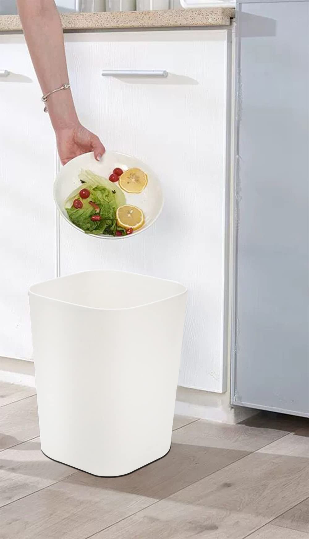 Besli Cubo de basura pequeño de 2 galones para baño, dormitorio, cocina, oficina (blanco - Imagen 3