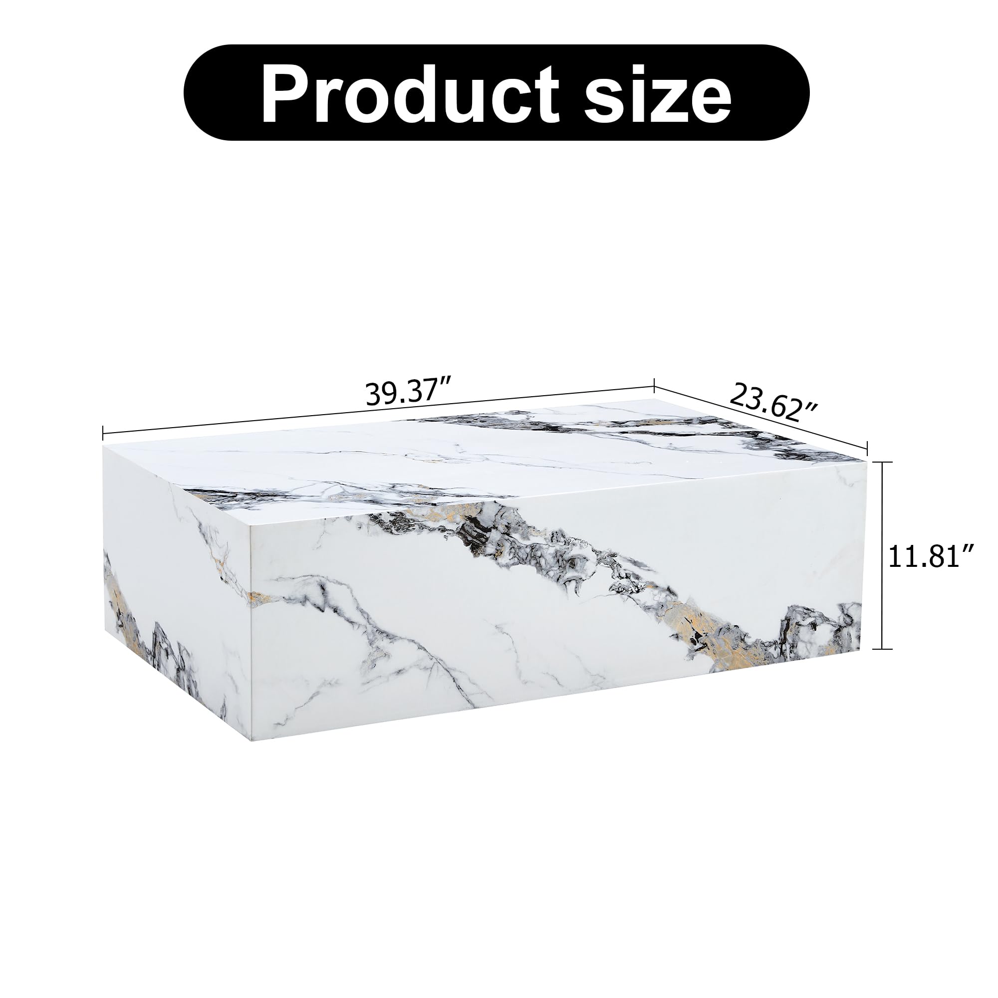 Mesa auxiliar para sala de estar, mesa auxiliar lateral con calcomanía de mármol sintético - Imagen 2