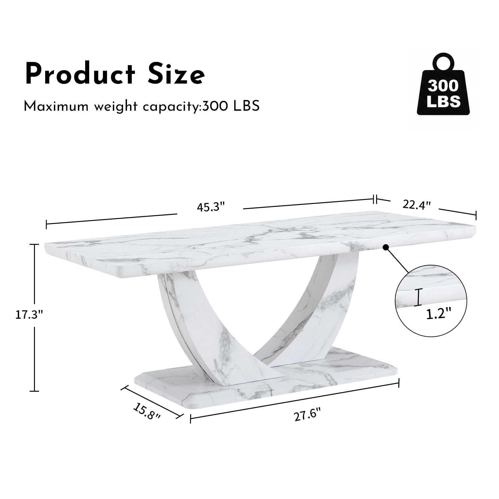 Mesa de centro de mármol sintético de 45.3" - Imagen 2
