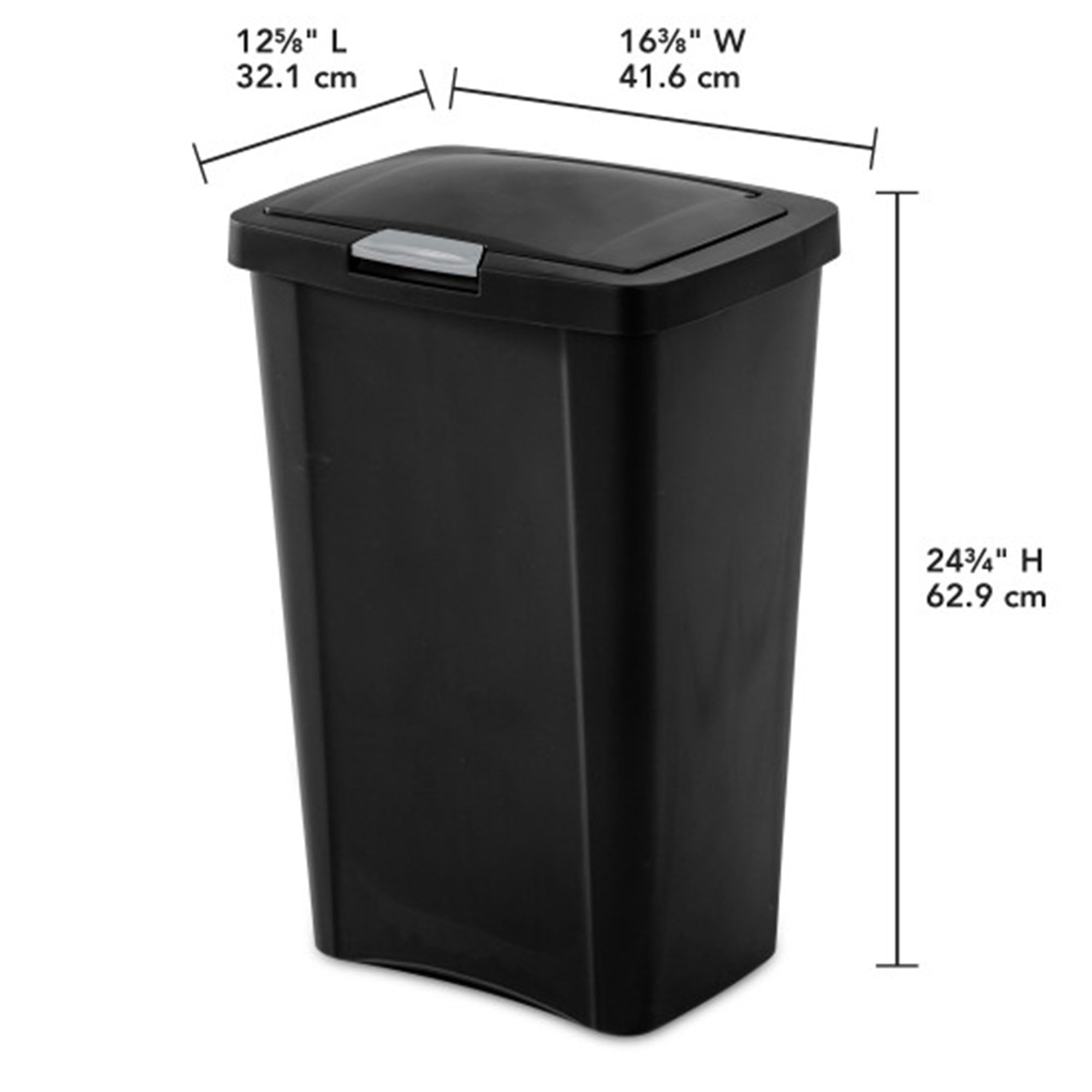Sterilite Papelera TouchTop™ de 13 galones, con tapa, color negro - Imagen 3