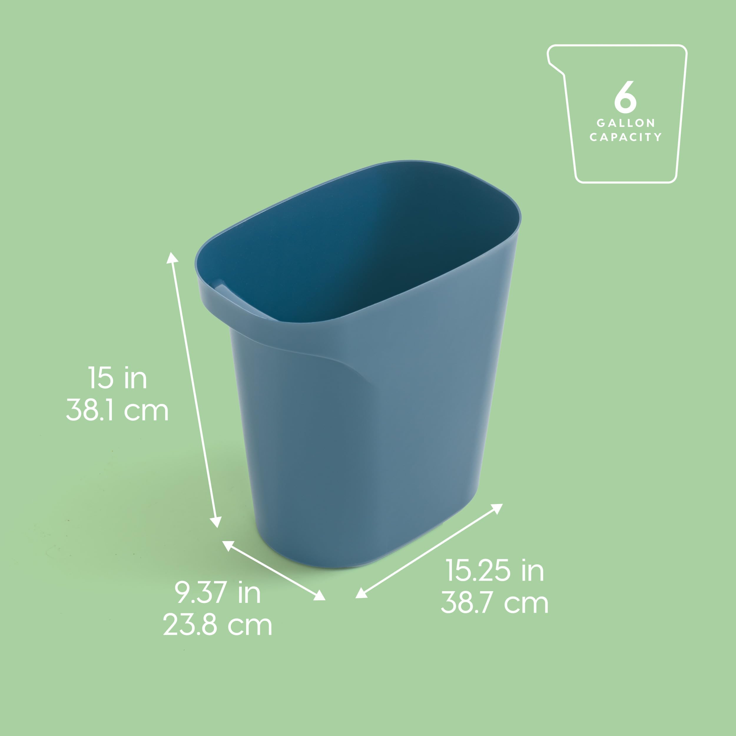 IRIS USA Cubo de basura pequeño con asa, 6 galones / 24 cuartos de galón, paquete de 3 - Imagen 2