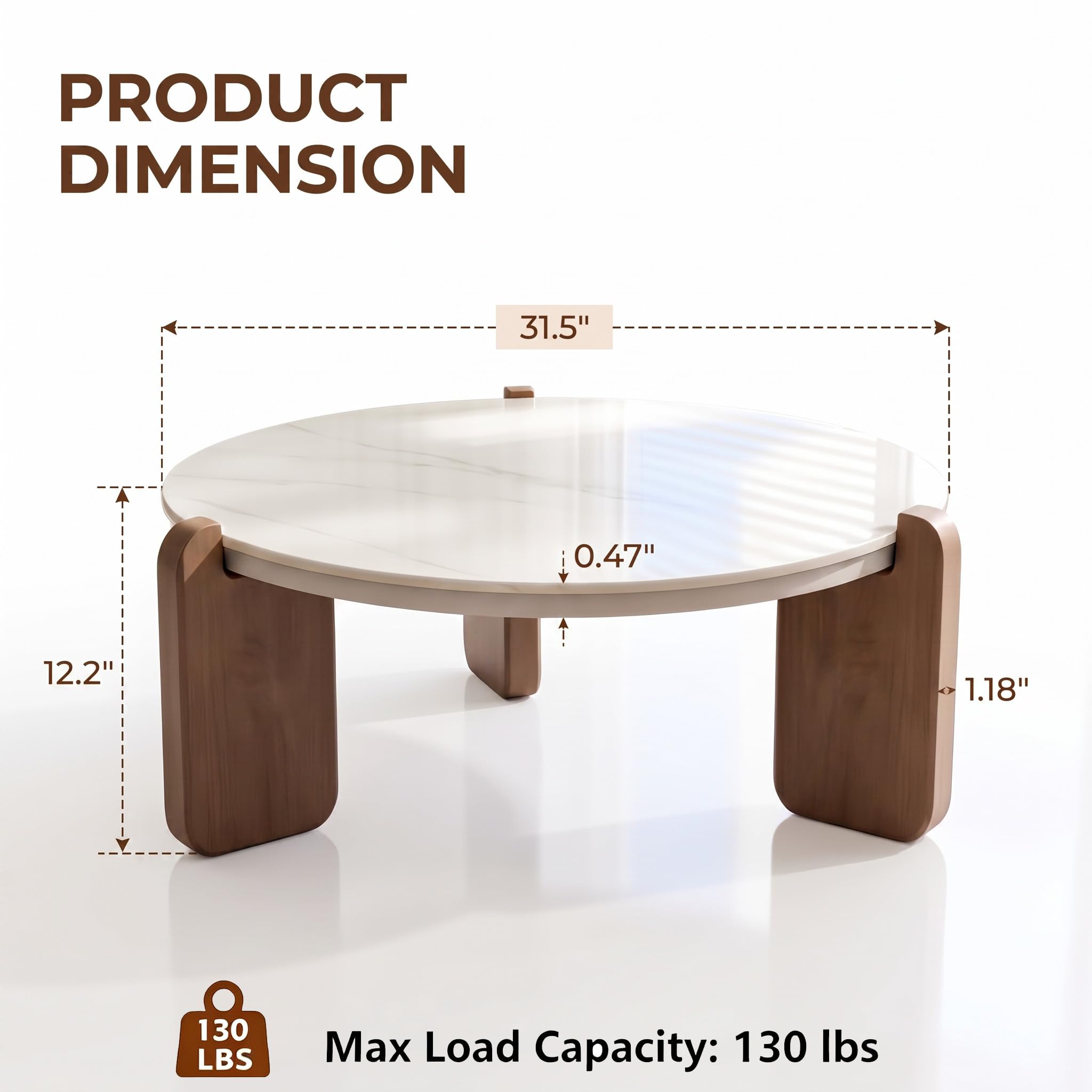 Mesa de centro redonda de vidrio de 31.5 pulgadas con patas de - Imagen 2