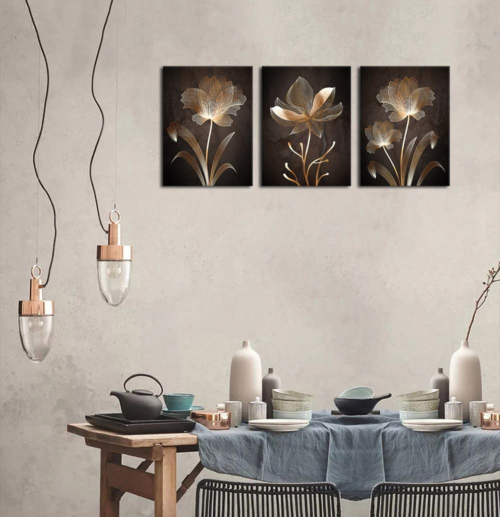 Arte abstracto para pared, diseño de flores marrones, cuadros contemporáneos, minimalismo - Imagen 4