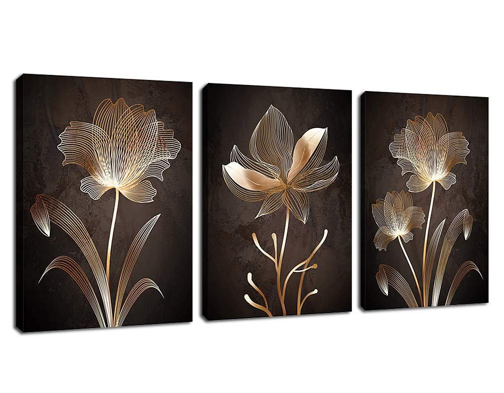 Arte abstracto para pared, diseño de flores marrones, cuadros contemporáneos, minimalismo