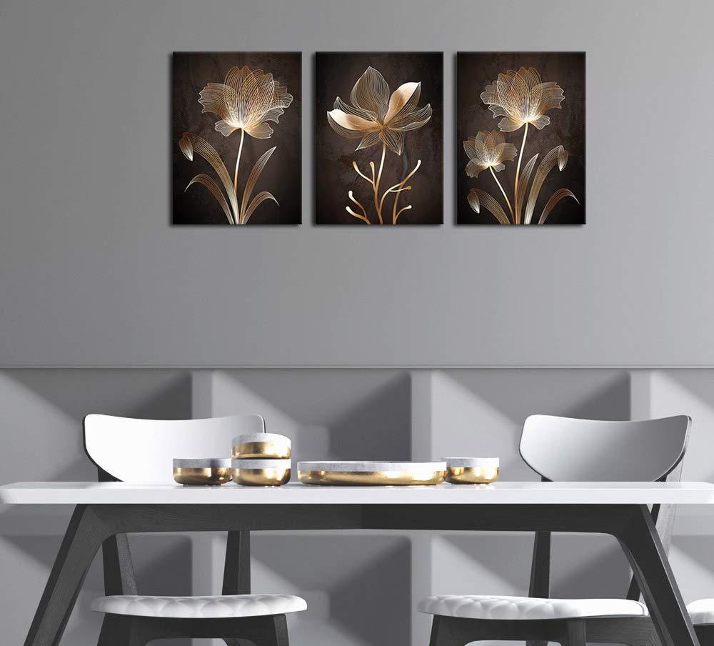 Arte abstracto para pared, diseño de flores marrones, cuadros contemporáneos, minimalismo - Imagen 2