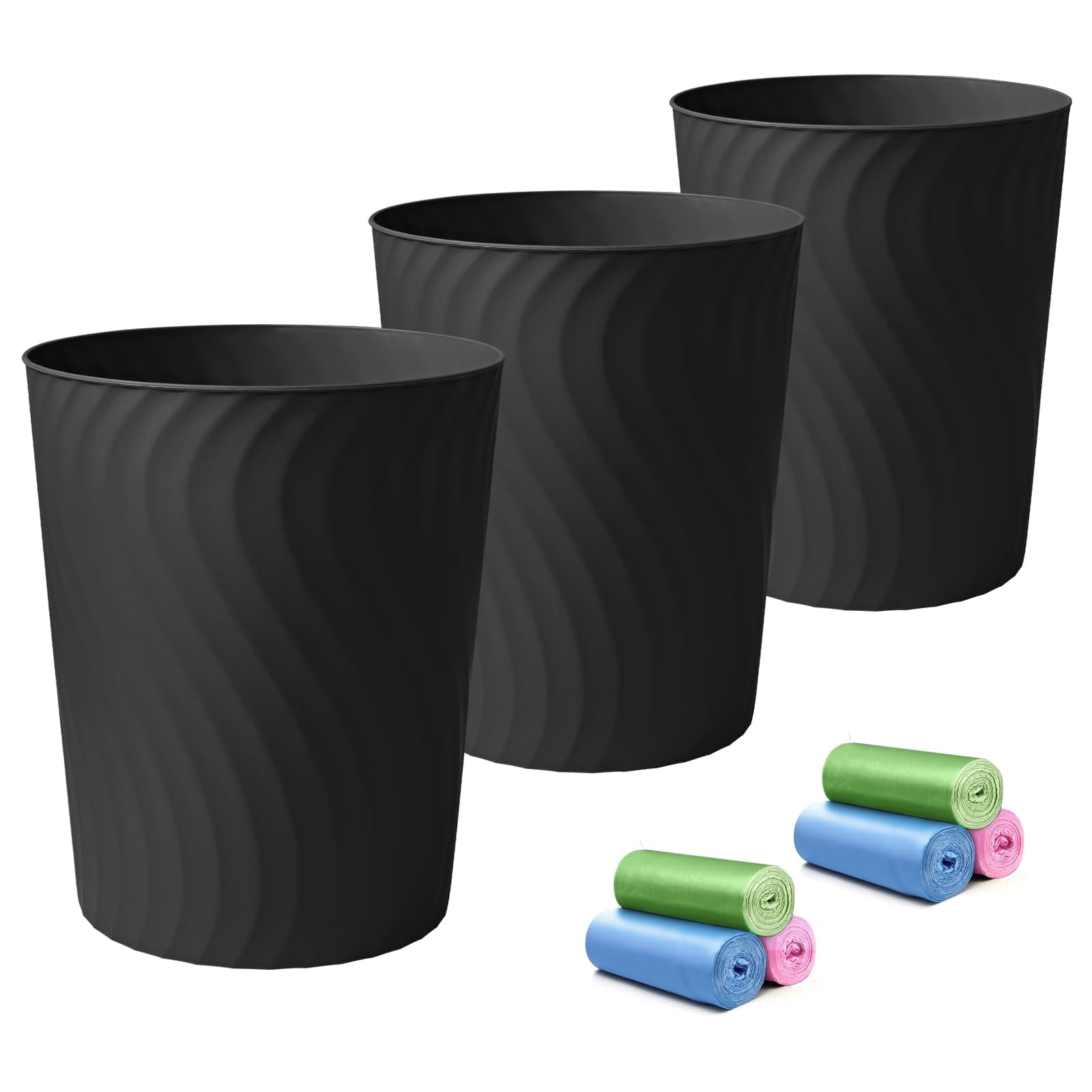 YGJT Cubo de basura pequeño, paquete de 3 cubos de basura de baño de 1.8 galones
