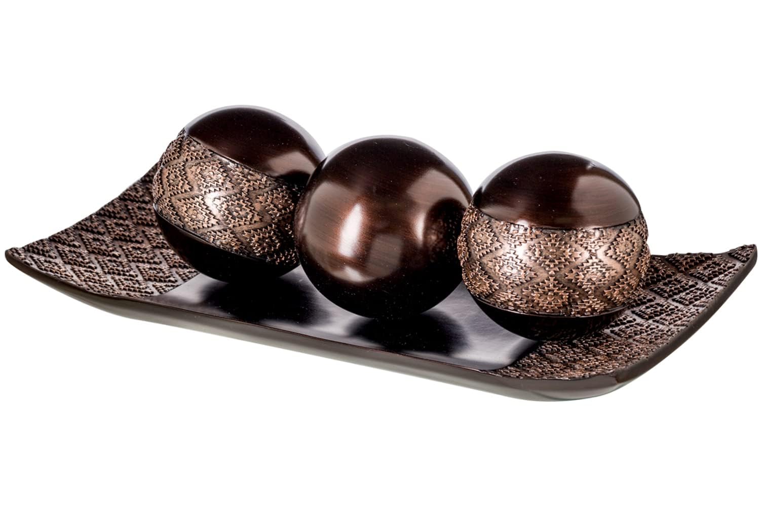 Creative Scents Dublin - Juego de bandeja decorativa marrón y orbes – Bandeja de 15.5