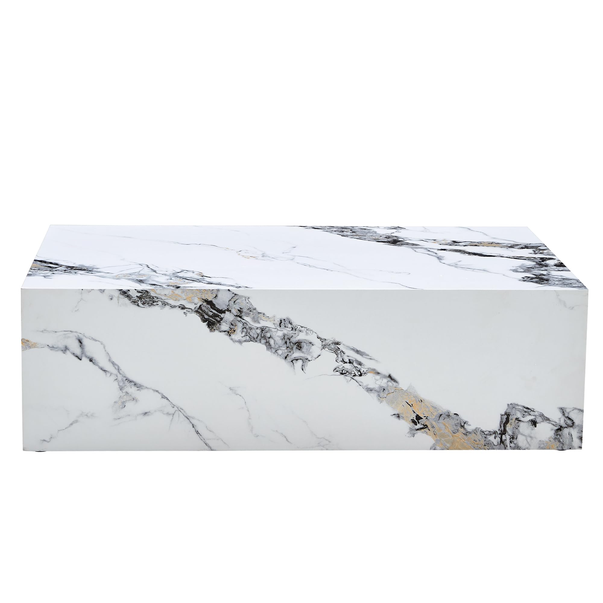 Mesa auxiliar para sala de estar, mesa auxiliar lateral con calcomanía de mármol sintético - Imagen 5