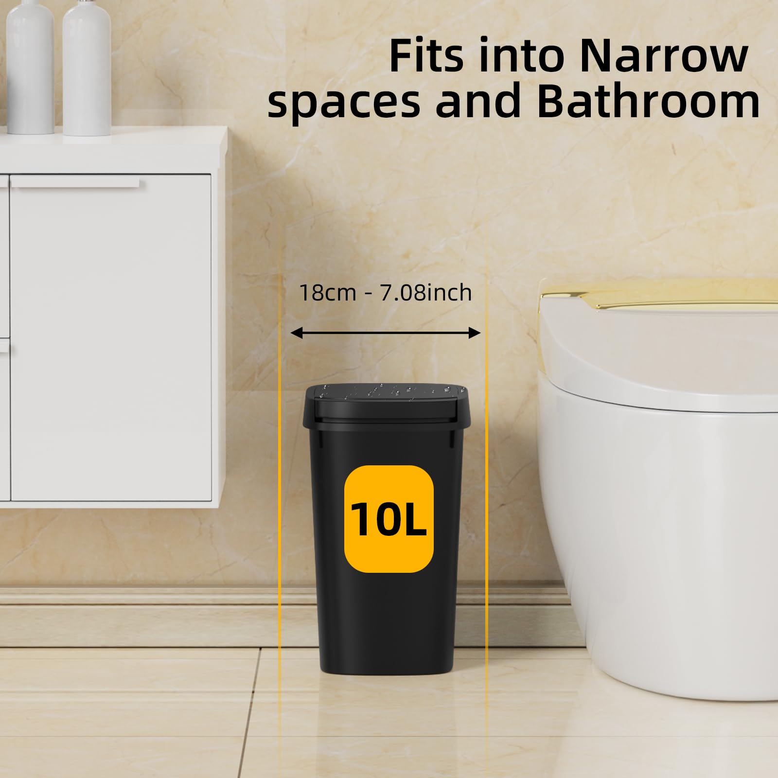 KSSKSS Paquete de 3 cubos de basura pequeños para baño con tapa - Imagen 3
