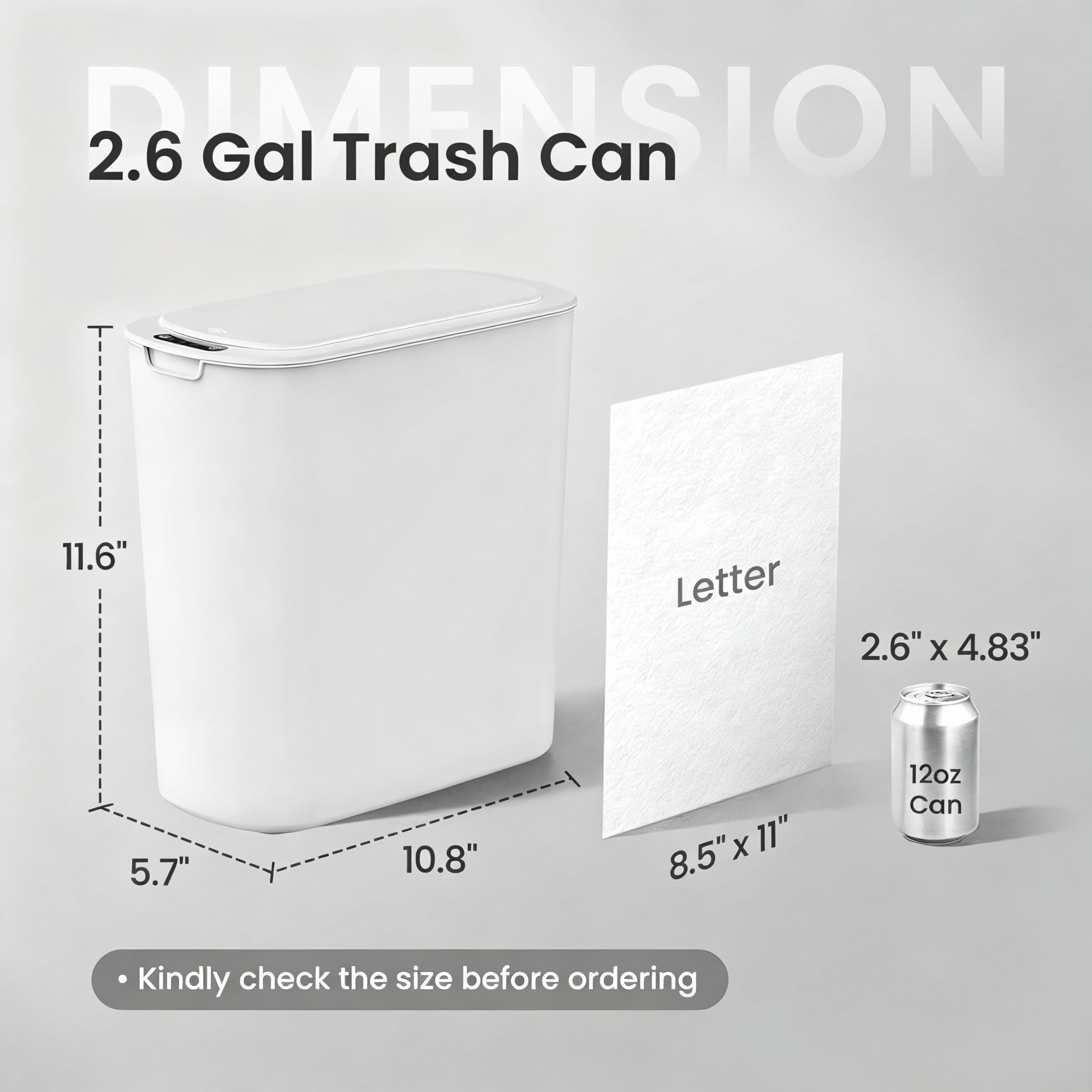 Cesun Basurero automático de baño pequeño con tapa, 2.6 galones - Imagen 2