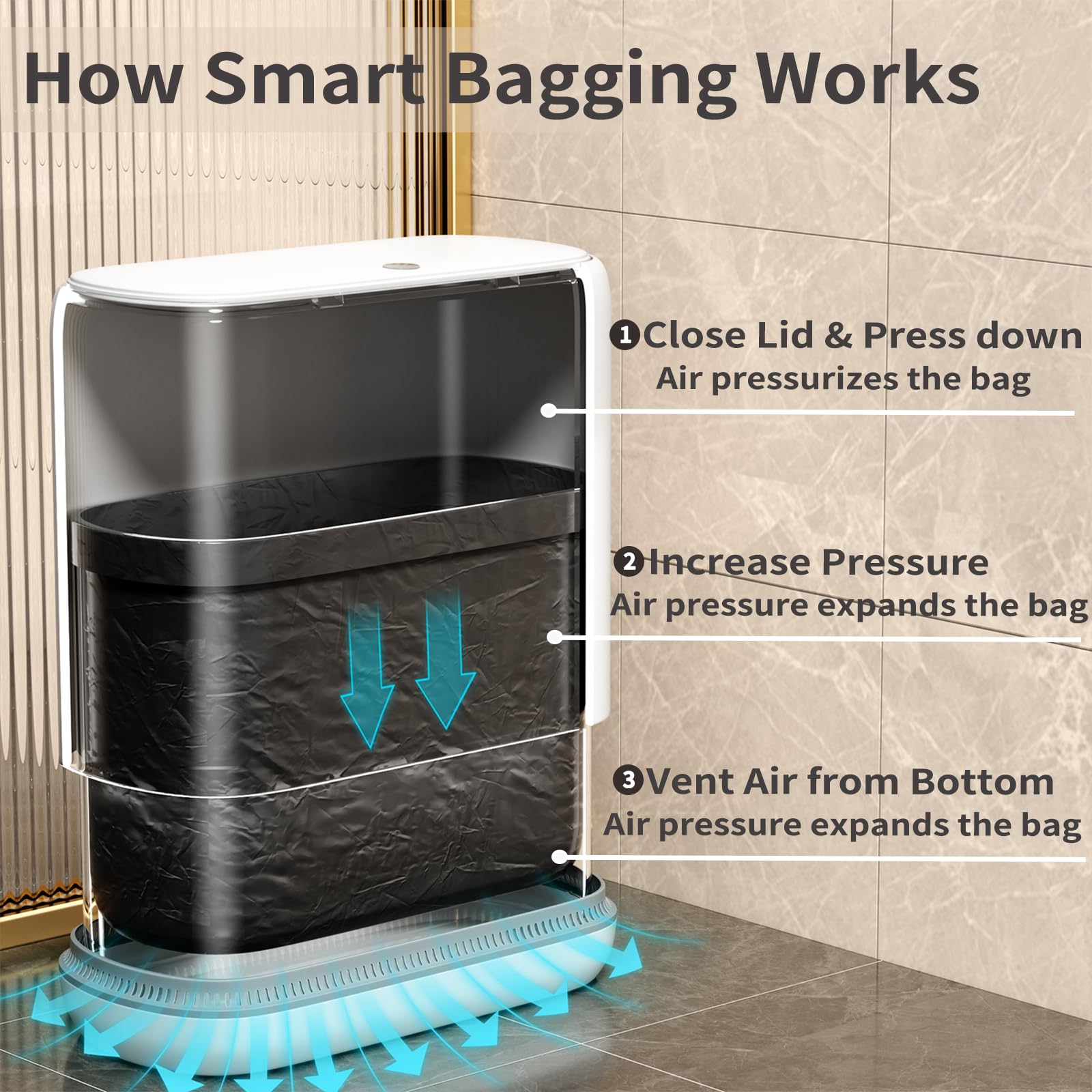 Cubo de basura pequeño para baño con tapa - Imagen 2
